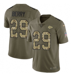 Youth Nike Chiefs #29 Eric Berry Olive Camo Stitched NFL Limited 2017 Salute to Service Jersey