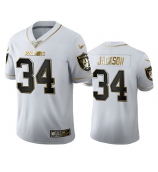Las Vegas Raiders 34 Bo Jackson Men Nike White Golden Edition Vapor Limited NFL 100 Jersey