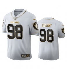Las Vegas Raiders 98 Maxx Crosby Men Nike White Golden Edition Vapor Limited NFL 100 Jersey