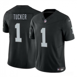 Men Las Vegas Raiders 1 Tre Tucker Black 2025 F U S E  Vapor Stitched Football Jersey