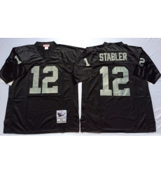Men Las Vegas Raiders 12 Ken Stabler Black M&N Throwback Jersey