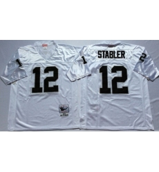 Men Las Vegas Raiders 12 Ken Stabler White M&N Throwback Jersey