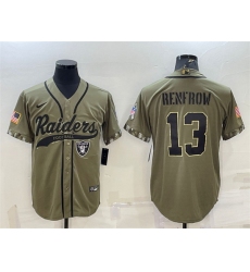 Men Las Vegas Raiders 13 Hunter Renfrow 2022 Olive Salute To Service Cool Base Stitched Baseball Jersey