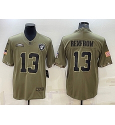 Men Las Vegas Raiders 13 Hunter Renfrow 2022 Olive Salute To Service Limited Stitched Football Jersey