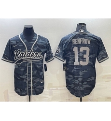 Men Las Vegas Raiders 13 Hunter Renfrow Grey Camo With Patch Cool Base Stitched Baseball Jersey