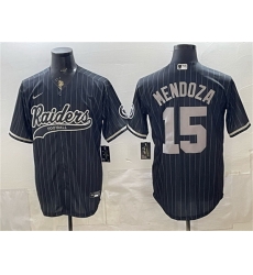 Men Las Vegas Raiders  15 Fernando Mendoza Black Cool Base Stitched Baseball Jersey