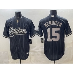 Men Las Vegas Raiders  15 Fernando Mendoza Black Cool Base Stitched Baseball Jersey