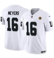 Men Las Vegas Raiders 16 Jakobi Meyers White 2023 F U S E  With John Madden Patch Vapor Limited Stitched Football Jersey
