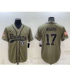 Men Las Vegas Raiders 17 Davante Adams 2022 Olive Salute To Service Cool Base Stitched Baseball Jersey
