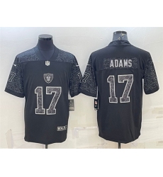 Men Las Vegas Raiders 17 Davante Adams Black Reflective Limited Stitched Football Jersey