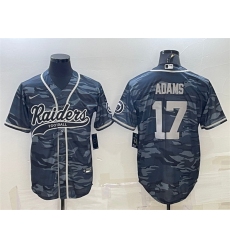 Men Las Vegas Raiders 17 Davante Adams Grey Camo With Patch Cool Base Stitched Baseball Jersey