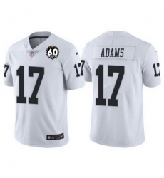Men Las Vegas Raiders 17 Davante Adams White With 60th Anniversary Patch Vapor Limited Stitched jersey