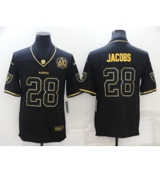 Men Las Vegas Raiders 28 Josh Jacobs Black Gold With 60th Anniversary Patch Vapor Limited Stitched jersey
