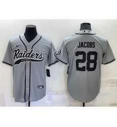 Men Las Vegas Raiders 28 Josh Jacobs Grey Cool Base Stitched Baseball Jersey
