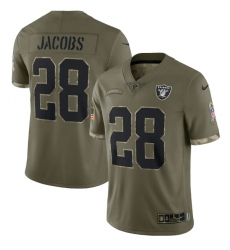 Men Las Vegas Raiders 28 Josh Jacobs Olive 2022 Salute To Service Limited Stitched Jersey