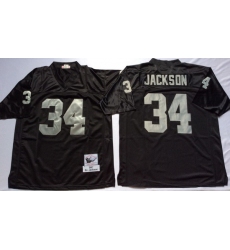 Men Las Vegas Raiders 34 Bo Jackson Black M&N Throwback Jersey