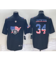 Men Las Vegas Raiders 34 Bo Jackson Black USA Flag Limited Stitched Jersey