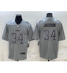 Men Las Vegas Raiders 34 Bo Jackson Grey Atmosphere Fashion Stitched Jersey