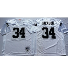 Men Las Vegas Raiders 34 Bo Jackson White M&N Throwback Jersey