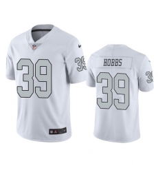 Men Las Vegas Raiders 39 Nate Hobbs White Color Rush Limited White Jersey