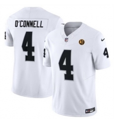 Men Las Vegas Raiders 4 Aidan O 27Connell White 2023 F U S E  With John Madden Patch Vapor Limited Stitched Football Jersey