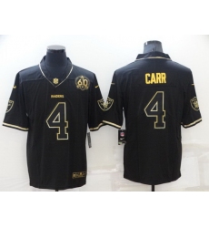 Men Las Vegas Raiders 4 Derek Carr Black Gold With 60th Anniversary Patch Vapor Limited Stitched jersey