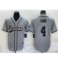 Men Las Vegas Raiders 4 Derek Carr Grey Cool Base Stitched Baseball Jersey