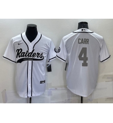 Men Las Vegas Raiders 4 Derek Carr White Grey Cool Base Stitched Baseball Jersey