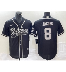 Men Las Vegas Raiders 8 Josh Jacobs Black Cool Base Stitched Baseball Jersey