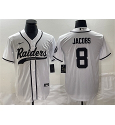 Men Las Vegas Raiders 8 Josh Jacobs White Cool Base Stitched Baseball Jersey