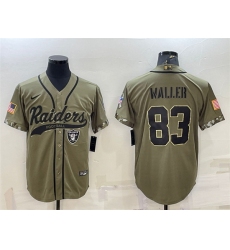 Men Las Vegas Raiders 83 Darren Waller 2022 Olive Salute To Service Cool Base Stitched Baseball Jersey