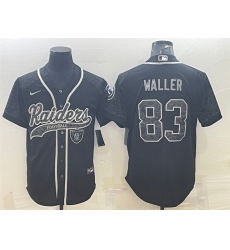 Men Las Vegas Raiders 83 Darren Waller Black Reflective With Patch Cool Base Stitched Baseball Jersey