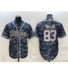 Men Las Vegas Raiders 83 Darren Waller Grey Camo With Patch Cool Base Stitched Baseball Jersey
