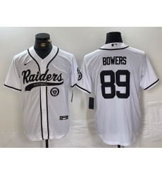 Men Las Vegas Raiders 89 Brock Bowers White Cool Base Stitched Baseball Jersey 3