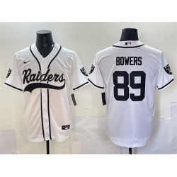 Men Las Vegas Raiders 89 Brock Bowers White Cool Base Stitched Baseball Jersey