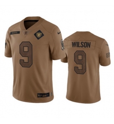 Men Las Vegas Raiders 9 Tyree Wilson 2023 Brown Salute To Service Limited Stitched Football Jersey