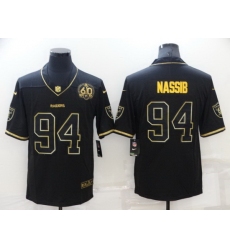 Men Las Vegas Raiders 94 Carl Nassib Black Gold With 60th Anniversary Patch Vapor Limited Stitched jersey