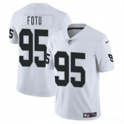 Men Las Vegas Raiders 95 Leki Fotu White 2025 Vapor Stitched Football Jersey