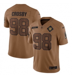 Men Las Vegas Raiders 98 Maxx Crosby 2023 Brown Salute To Service Limited Stitched Football Jersey