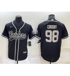 Men Las Vegas Raiders 98 Maxx Crosby Black Cool Base Stitched Baseball Jersey