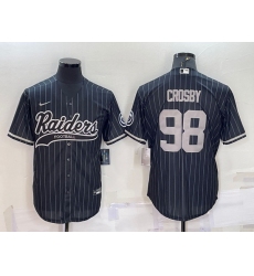 Men Las Vegas Raiders 98 Maxx Crosby Black With Patch Cool Base Stitched Baseball Jersey