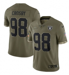 Men Las Vegas Raiders 98 Maxx Crosby Olive 2022 Salute To Service Limited Stitched Jersey