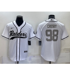Men Las Vegas Raiders 98 Maxx Crosby White Grey Cool Base Stitched Baseball Jersey