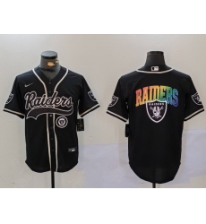 Men Las Vegas Raiders Black Team Big Logo With Patch Cool Base Stitched Baseball Jersey 7