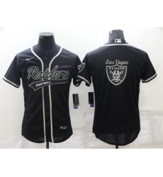 Men Las Vegas Raiders Black Team Big Logo With Patch Flex Base Stitched Baseball Jersey