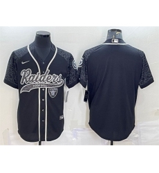 Men Las Vegas Raiders Blank Black Reflective With Patch Cool Base Stitched Baseball Jersey