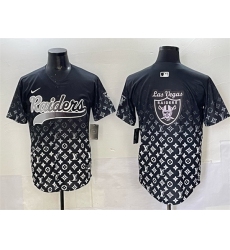 Men Las Vegas Raiders Team Big Logo Black Limited Stitched Baseball Jersey 2