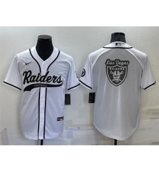 Men Las Vegas Raiders White Team Big Logo With Patch Cool Base Stitched Baseball Jersey
