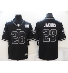 Men Nike Las Vegas Raiders 28 Josh Jacobs Black Shadow 60th Anniversary Patch Vapor Limited Jersey