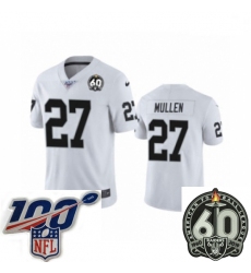 Men Oakland Raiders #27 Trayvon Mullen White 60th Anniversary Vapor Untouchable Limited Player 100th Season Football Jersey